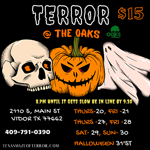 Terror @ The Oaks presented by Tx Maze of Terror poster