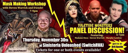 Mask Making Workshop/Yuletide Monsters Panel Discussion poster