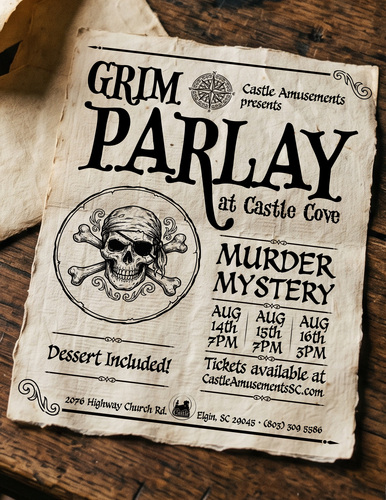 Grim Parlay at Castle Cove: Dessert Murder Mystery poster