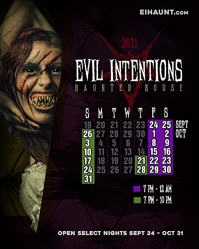 Evil Intentions 2021 Haunt Season poster
