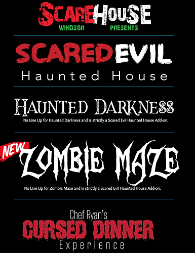 Scarehouse Windsor presents  SCARED EVIL , HAUNTED DARKNESS and ZOMBIE MAZE 2020 poster